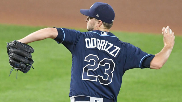 BALTIMORE, MD - SEPTEMBER 23: Jake Odorizzi #23 of the Tampa Bay Rays pitches in the fifth inning during a baseball game against the Baltimore Orioles at Oriole Park at Camden Yards on September 23, 2017 in Baltimore, Maryland.