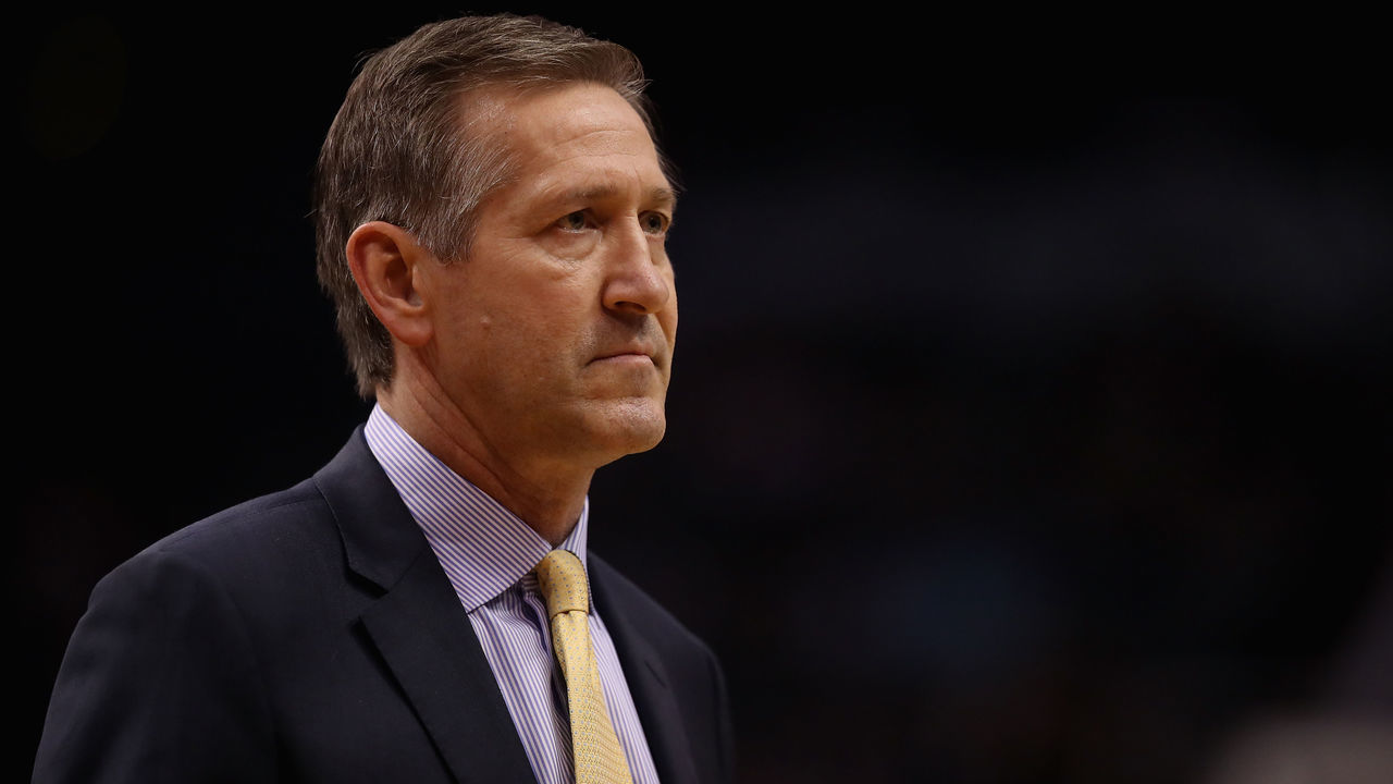 PHOENIX, AZ - JANUARY 26: Head coach Jeff Hornacek of the New York Knicks during the first half of the NBA game against the Phoenix Suns at Talking Stick Resort Arena on January 26, 2018 in Phoenix, Arizona.