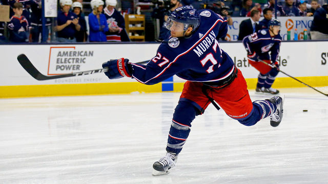 COLUMBUS, OH - OCTOBER 6: Ryan Murray #27 of the Columbus Blue Jackets warms up prior to the start of the game against the New York Islanders on October 6, 2017 at Nationwide Arena in Columbus, Ohio.