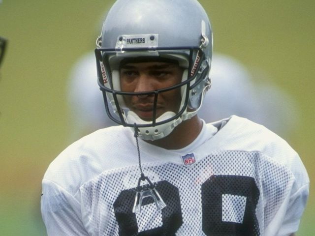 25 Jul 1998: Wide receiver Rae Carruth #89 of the Carolina Panthers looks on during the 1998 Carolina Panthers Training Camp at the Wofford College in Spartanburg, South Carolina. Mandatory Credit: Erik Perel /Allsport