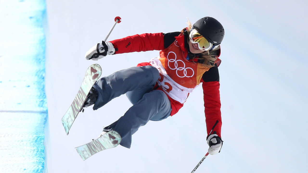 PYEONGCHANG-GUN, SOUTH KOREA - FEBRUARY 19: Elizabeth Marian Swaney of Hungary competes during the Freestyle Skiing Ladies' Ski Halfpipe Qualification on day 10 of the PyeongChang 2018 Winter Olympic Games at Phoenix Snow Park on February 19, 2018 in Pyeongchang-gun, South Korea.