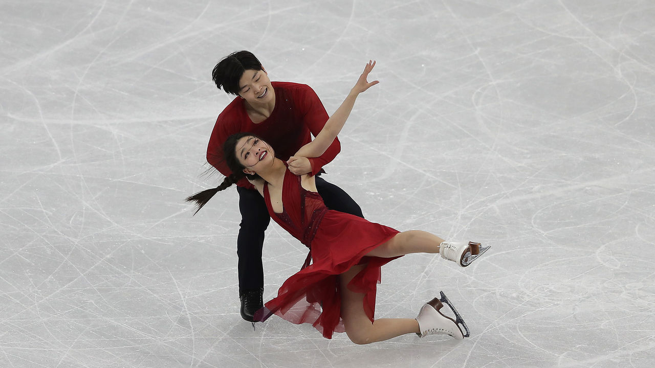 GANGNEUNG, SOUTH KOREA - FEBRUARY 20: Maia Shibutani and Alex Shibutani of the United States compete in the Figure Skating Ice Dance Free Dance on day eleven of the PyeongChang 2018 Winter Olympic Games at Gangneung Ice Arena on February 20, 2018 in Gangneung, South Korea.