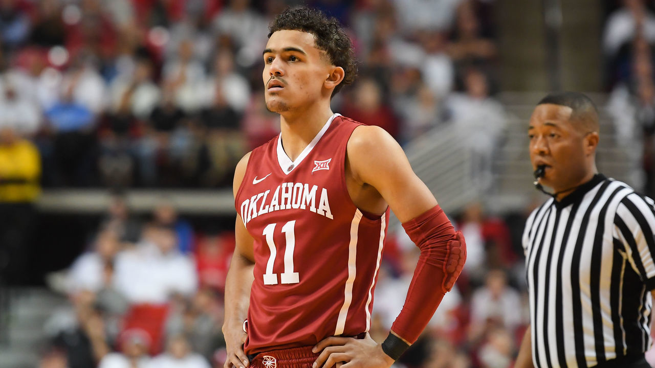 LUBBOCK, TX - FEBRUARY 13: Trae Young #11 of the Oklahoma Sooners stands on the court during the game against the Texas Tech Red Raiders on February 13, 2018 at United Supermarket Arena in Lubbock, Texas. Texas Tech defeated Oklahoma 88-78.