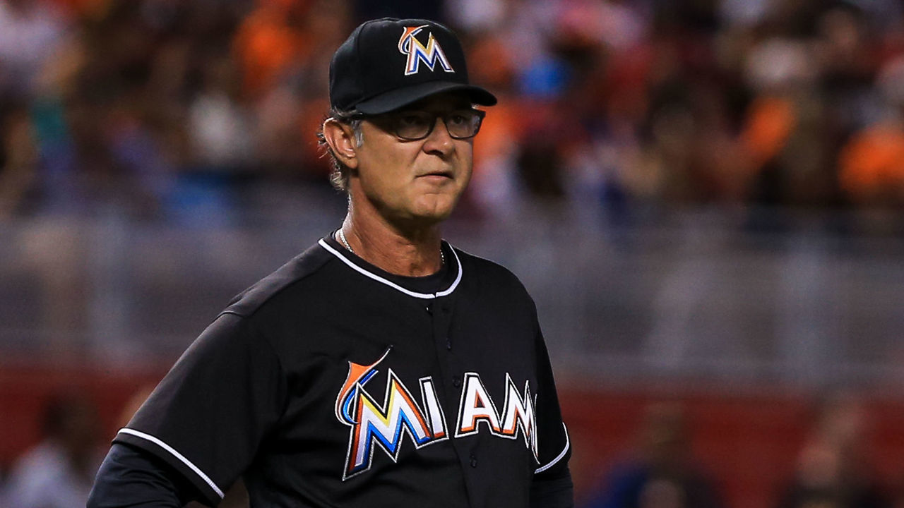 MIAMI, FL - JULY 28: Miami Marlins manager Don Mattingly #8 reacts during the second inning of the game against the St. Louis Cardinals at Marlins Park on July 28, 2016 in Miami, Florida.