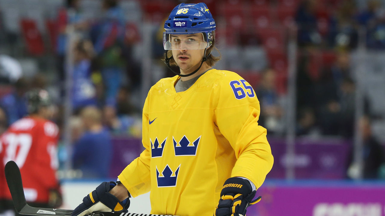 SOCHI, RUSSIA - FEBRUARY 23: Erik Karlsson #65 of Sweden Warms up prior to the Men's Ice Hockey Gold Medal match against Canada on Day 16 of the 2014 Sochi Winter Olympics at Bolshoy Ice Dome on February 23, 2014 in Sochi, Russia.