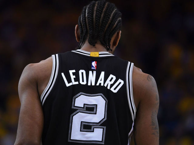 OAKLAND, CA - MAY 14: Kawhi Leonard #2 of the San Antonio Spurs stands on the court during Game One of the NBA Western Conference Finals against the Golden State Warriors at ORACLE Arena on May 14, 2017 in Oakland, California.