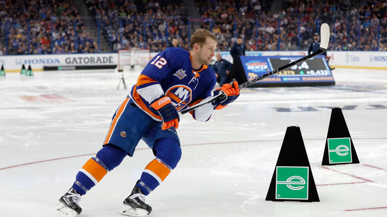 TAMPA, FL - JANUARY 27: Josh Bailey #12 of the New York Islanders competes in the Enterprise NHL Fastest Skater during the 2018 GEICO NHL All-Star Skills Competition at Amalie Arena on January 27, 2018 in Tampa, Florida.