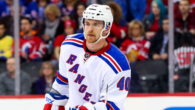 NEWARK, NJ - FEBRUARY 25: New York Rangers right wing Michael Grabner (40) skates during the second period of the National Hockey League game between the New Jersey Devils and the New York Rangers on February 25, 2017, at the Prudential Center in Newark,NJ.