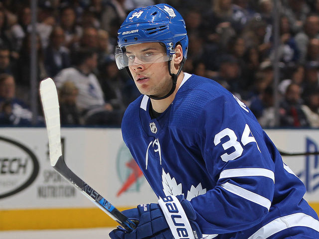 TORONTO, ON - FEBRUARY 10: Auston Matthews #34 of the Toronto Maple Leafs skates against the Ottawa Senators during an NHL game at the Air Canada Centre on February 10, 2018 in Toronto, Ontario, Canada. The Maple Leafs defeated the Senators 6-3.