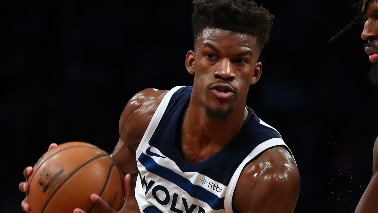 NEW YORK, NY - JANUARY 03: Jimmy Butler #23 of the Minnesota Timberwolves in action against the Brooklyn Nets during their game at Barclays Center on January 3, 2018 in New York City. User expressly acknowledges and agrees that, by downloading and/or using this Photograph, user is consenting to the terms and conditions of the Getty Images License Agreement.