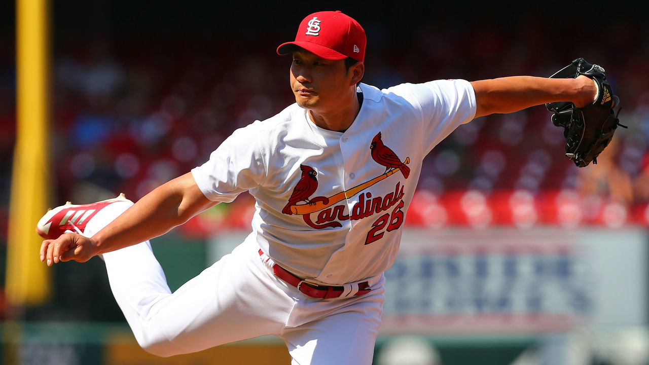 ST. LOUIS, MO - JULY 6: Reliever Seung-Hwan Oh #26 of the St. Louis Cardinals delivers a pitch against the Miami Marlins at Busch Stadium on July 6, 2017 in St. Louis, Missouri.
