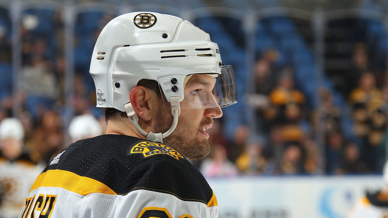 BUFFALO, NY - FEBRUARY 25: Rick Nash #61 of the Boston Bruins skates in warmups before an NHL game against the Buffalo Sabres on February 25, 2018 at KeyBank Center in Buffalo, New York.