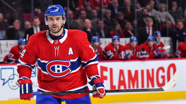 MONTREAL, QC - JANUARY 25: Look on Montreal Canadiens Center Tomas Plekanec (14) during the Carolina Hurricanes versus the Montreal Canadiens game on January 25, 2018, at Bell Centre in Montreal, QC