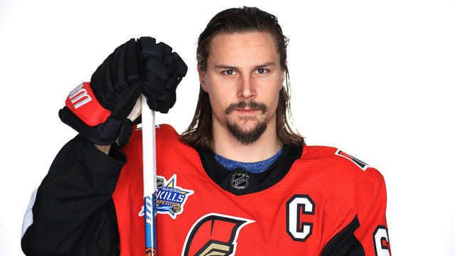 TAMPA, FL - JANUARY 27: Erik Karlsson #65 of the Ottawa Senators poses for a portrait during the 2018 NHL All-Star at Amalie Arena on January 27, 2018 in Tampa, Florida.