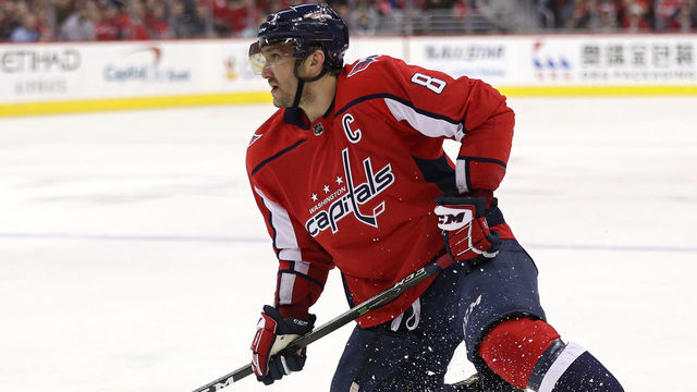 WASHINGTON, DC - DECEMBER 28: Alex Ovechkin #8 of the Washington Capitals shoots against the Boston Bruins during the second period at Capital One Arena on December 28, 2017 in Washington, DC.