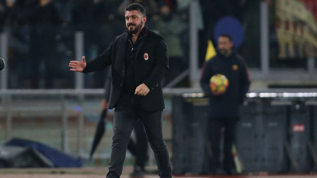 25th February 2018, Stadio Olimpico, Rome, Italy; Serie A football, Roma versus AC Milan; Coach Gennaro Gattuso of AC Milan leaves the field after his team defeated Roma 2-0