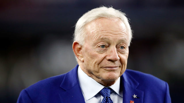 ARLINGTON, TX - NOVEMBER 30: Owner Jerry Jones of the Dallas Cowboys walks on the field before the game agaisnt the Washington Redskins at AT&T Stadium on November 30, 2017 in Arlington, Texas.