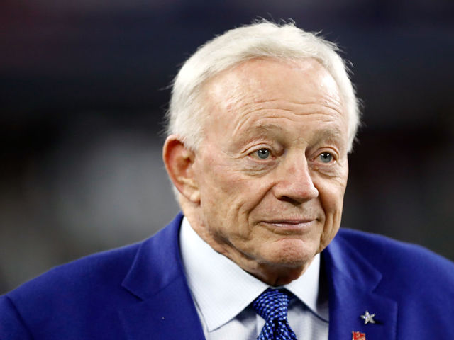 ARLINGTON, TX - NOVEMBER 30: Owner Jerry Jones of the Dallas Cowboys walks on the field before the game agaisnt the Washington Redskins at AT&T Stadium on November 30, 2017 in Arlington, Texas.