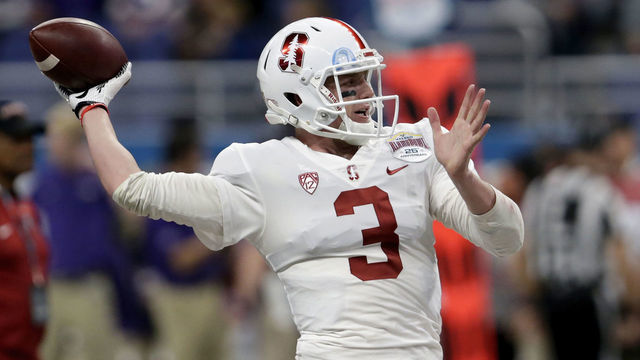 SAN ANTONIO, TX - DECEMBER 28: K.J. Costello #3 of the Stanford Cardinal warms up before the Valero Alamo Bowl against the TCU Horned Frogs at the Alamodome on December 28, 2017 in San Antonio, Texas.