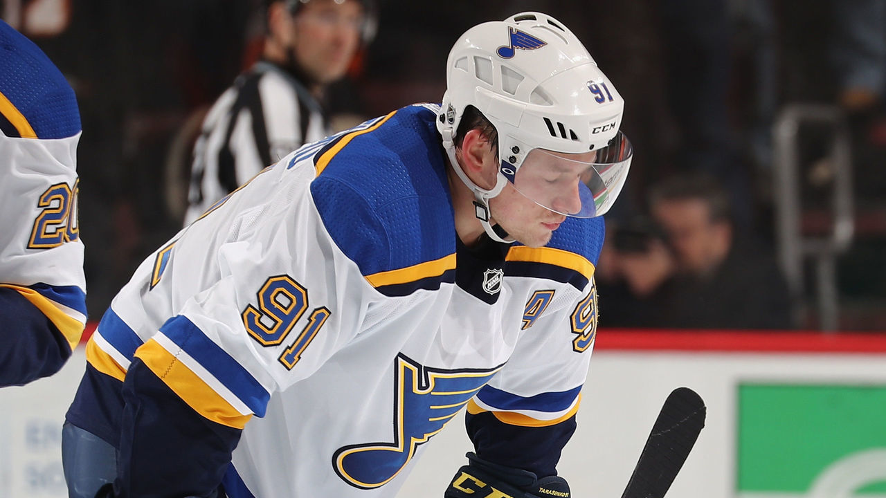 PHILADELPHIA, PA - JANUARY 06: Vladimir Tarasenko #91 of the St. Louis Blues reacts to the loss against the Philadelphia Flyers on January 6, 2018 at Wells Fargo Center in Philadelphia, Pennsylvania.The Philadelphia Flyers defeated the St. Louis Blues 6-3.