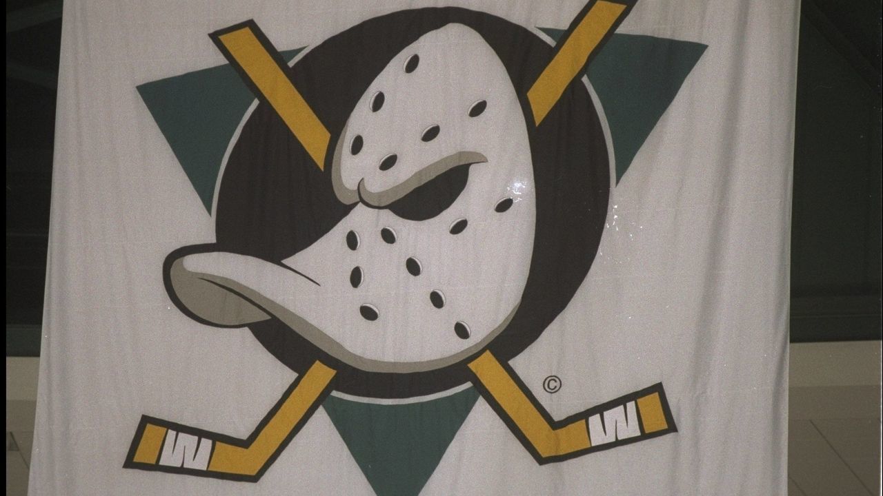 10 Oct 1993: An Anaheim Mighty Ducks banner at Arrowhead Pond in Anaheim, California. Mandatory Credit: J.D. Cuban /Allsport