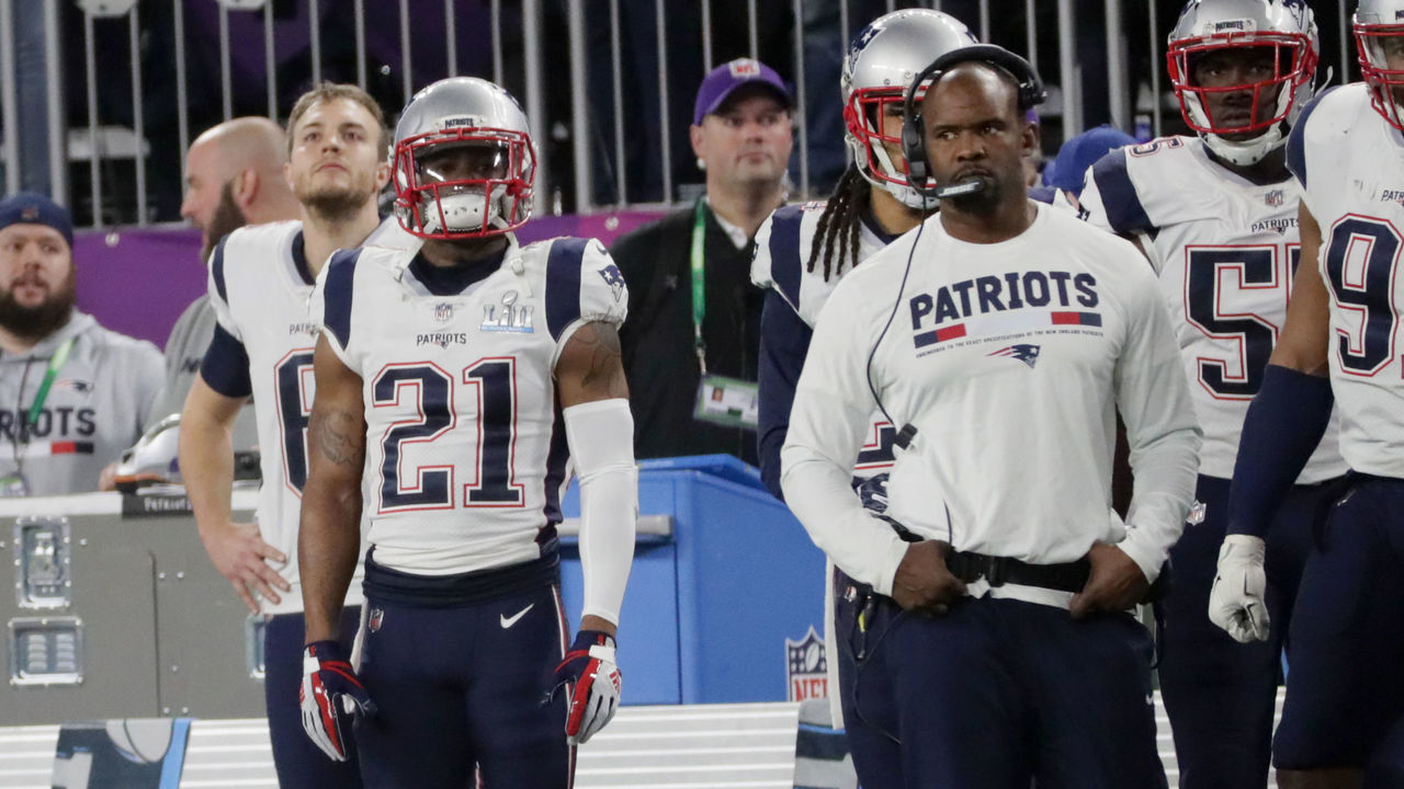 MINNEAPOLIS, MN - FEBRUARY 4: New England Patriots Malcolm Butler stands on sideline during 4th quarter of Super Bowl LII. The New England Patriots play the Philadelphia Eagles in Super Bowl LII at US Bank Stadium in Minneapolis on Feb. 4, 2018.