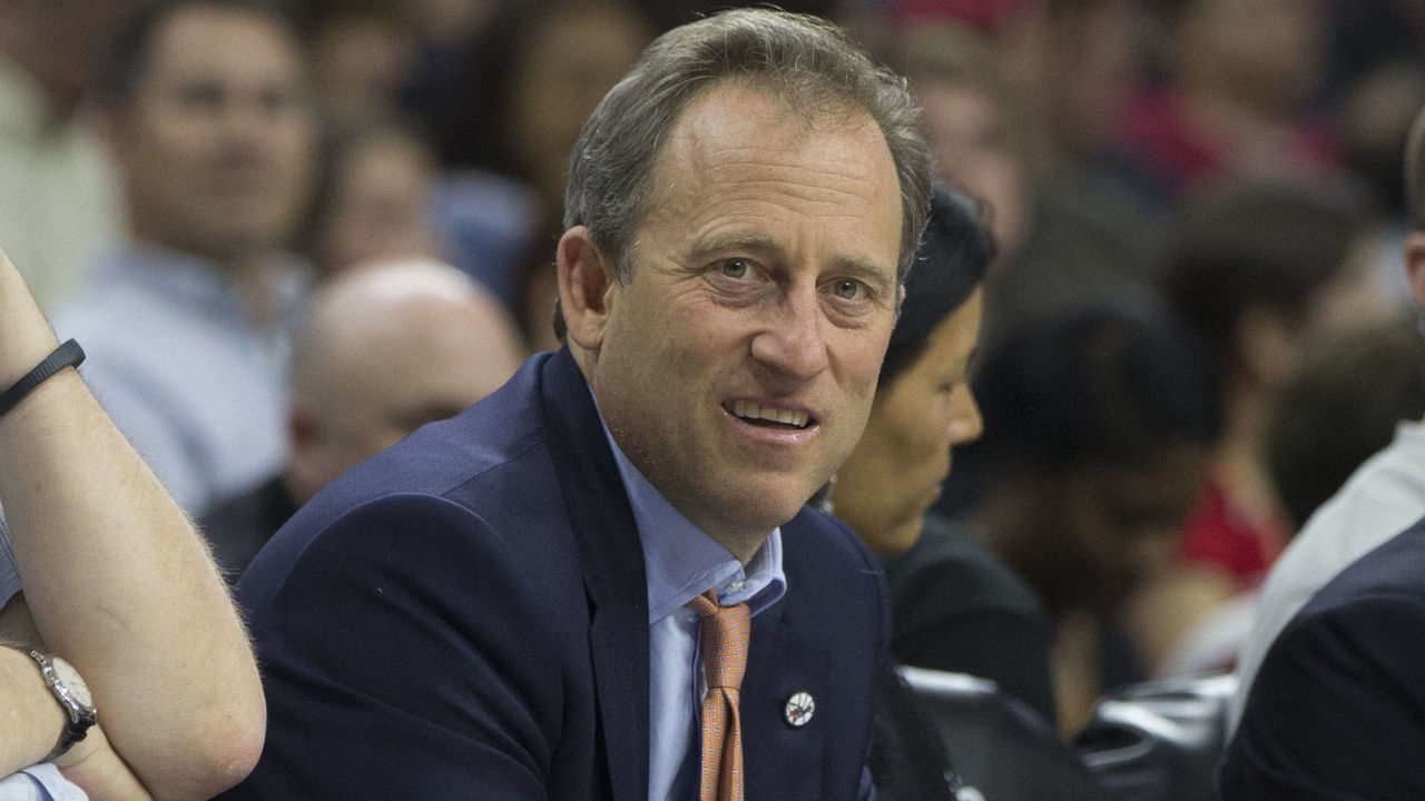 PHILADELPHIA, PA - APRIL 15: Co-managing owner Josh Harris of the Philadelphia 76ers looks on during the game against the Miami Heat on April 15, 2015 at the Wells Fargo Center in Philadelphia, Pennsylvania. The Heat defeated the 76ers 105-101.
