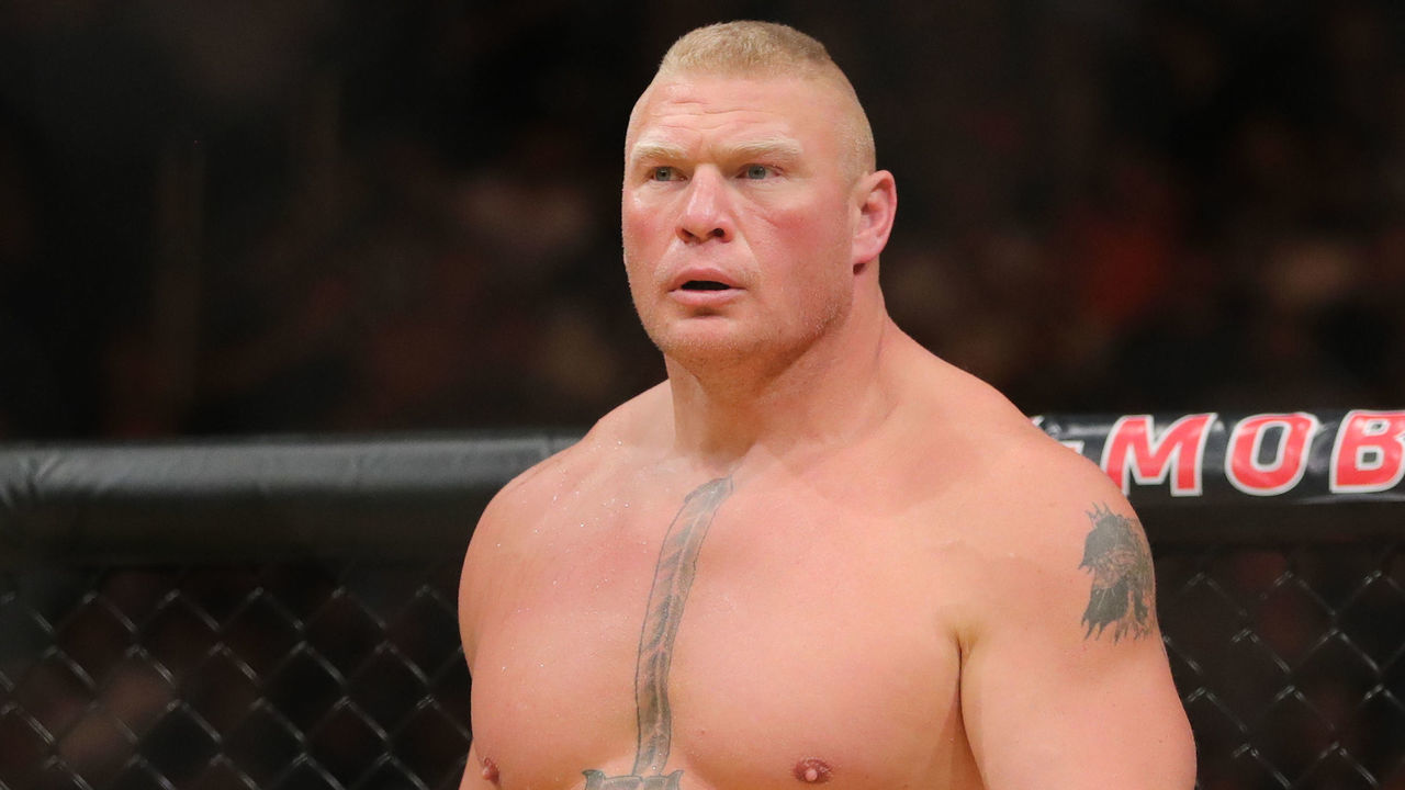 LAS VEGAS, NV - JULY 9: Brock Lesnar prepares to fight Mark Hunt during the UFC 200 event at T-Mobile Arena on July 9, 2016 in Las Vegas, Nevada.