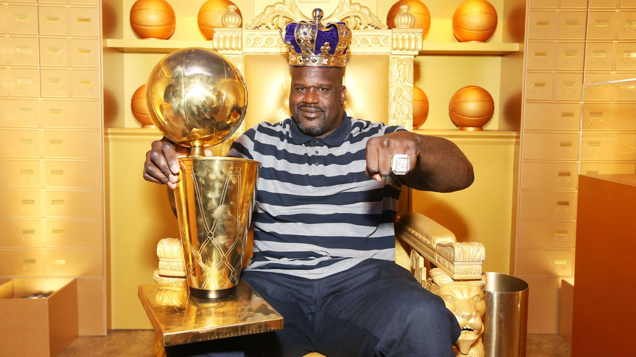 LOS ANGELES, CA - FEBRUARY 15: Shaquille O'Neal at the American Express Fan Experience at NBA All-Star Weekend 2018 on February 15, 2018 in Los Angeles, California.