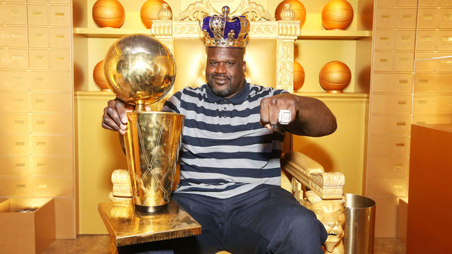 LOS ANGELES, CA - FEBRUARY 15: Shaquille O'Neal at the American Express Fan Experience at NBA All-Star Weekend 2018 on February 15, 2018 in Los Angeles, California.