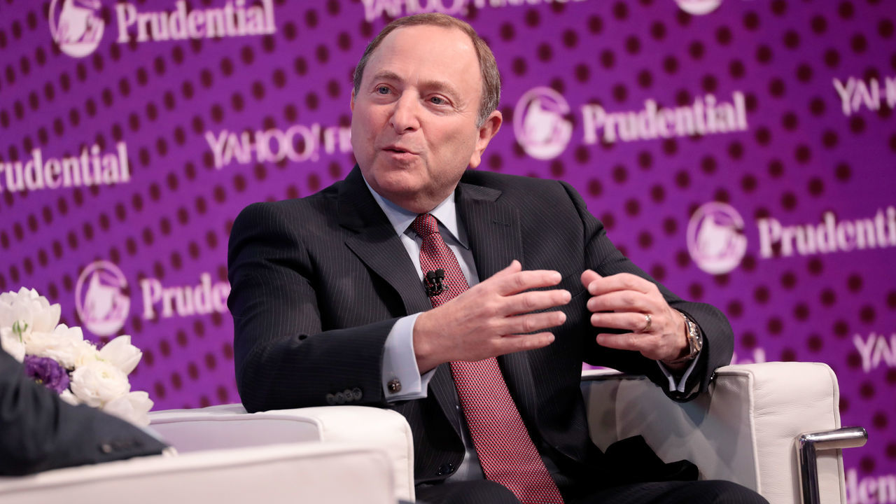 NEW YORK, NY - OCTOBER 25: National Hockey League Commissioner Gary Bettman speaks onstage at Yahoo Finance All Markets Summit on October 25, 2017 in New York City.