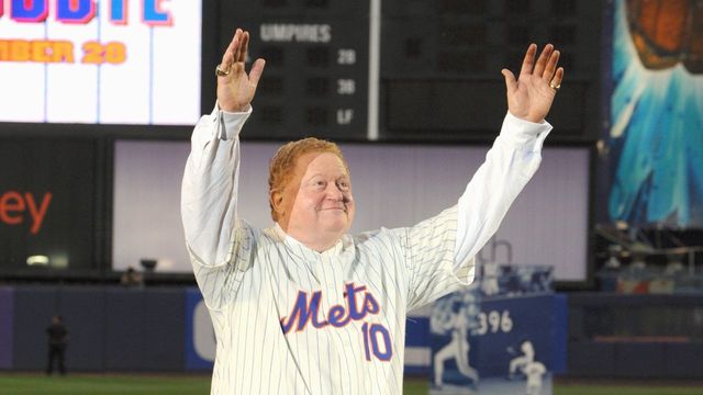 NEW YORK - SEPTEMBER 28: Former New York Mets players Rusty Staub waves to the fans at home plate after the game against the Florida Marlins to commemorate the last regular season baseball game ever played in Shea Stadium on September 28, 2008 in the Flushing neighborhood of the Queens borough of New York City. The Mets plan to start next season at their new stadium Citi Field after playing in Shea for over 44 years. (Photo by: Al Bello/Getty Images)