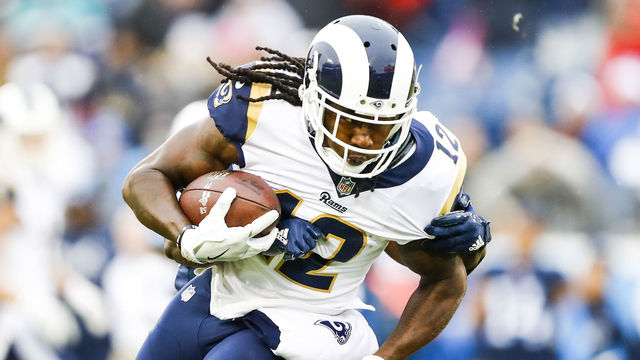 NASHVILLE, TN - DECEMBER 24: Wide Receiver Sammy Watkins #12 of the Los Angeles Rams carries the ball against the Tennessee Titians at Nissan Stadium on December 24, 2017 in Nashville, Tennessee.