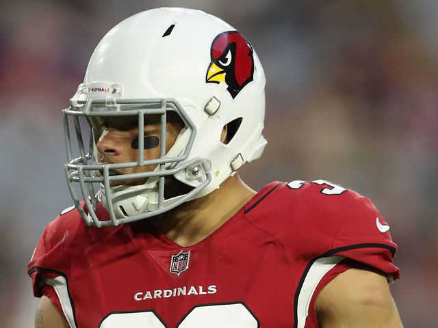 GLENDALE, AZ - DECEMBER 24: Free safety Tyrann Mathieu #32 of the Arizona Cardinals during the NFL game against the New York Giants at the University of Phoenix Stadium on December 24, 2017 in Glendale, Arizona. The Cardinals defeated the Giants 23-0.
