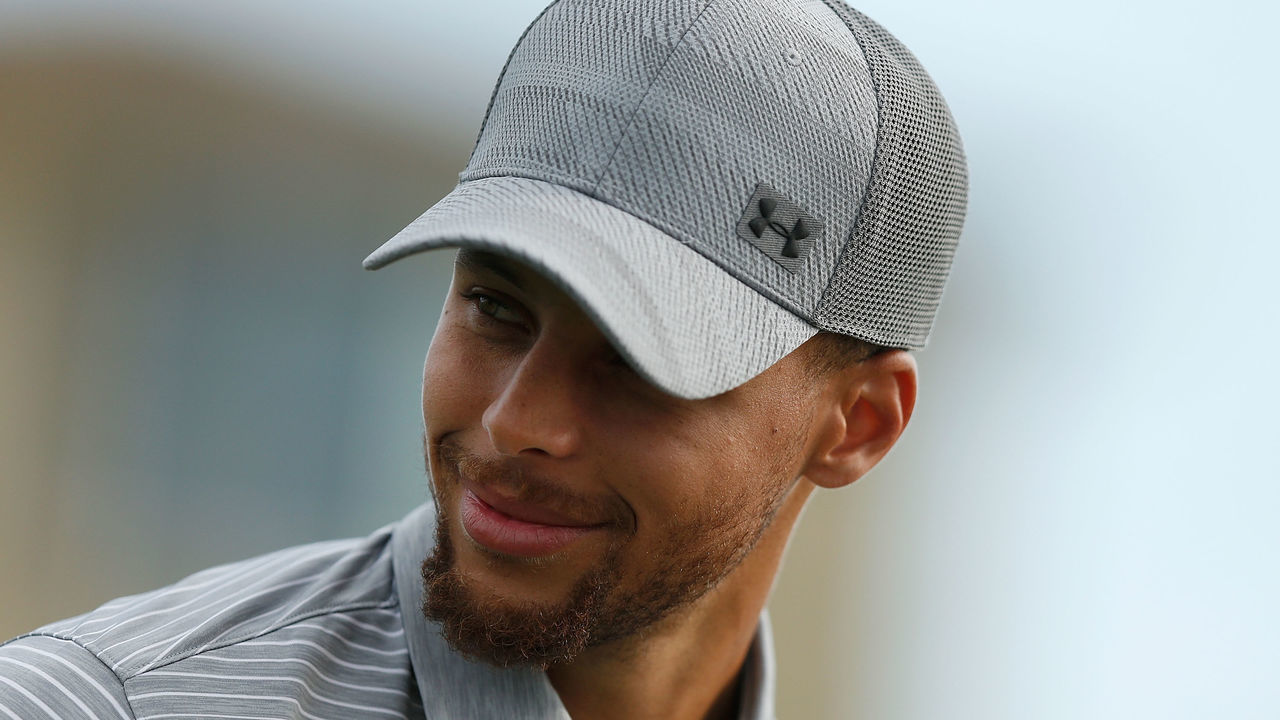 HAYWARD, CA - AUGUST 04: Stephen Curry looks on from the eleventh tee during round two of the Ellie Mae Classic at TCP Stonebrae on August 4, 2017 in Hayward, California.