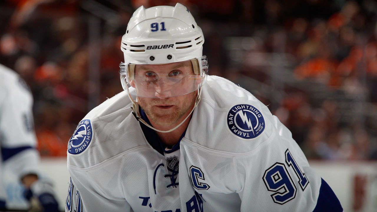 PHILADELPHIA, PA - JANUARY 12: Steven Stamkos #91 of the Tampa Bay Lightning skates against the Philadelphia Flyers at the Wells Fargo Center on January 12, 2015 in Philadelphia, Pennsylvania. The Flyers defeated the Lightning 7-3.