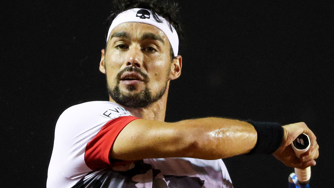 RIO DE JANEIRO, BRAZIL - FEBRUARY 24: Fabio Fognini of Italy returns a shot to Fernando Verdasco of Spain during the singles semi final of the ATP Rio Open 2018 at Jockey Club Brasileiro on February 24, 2018 in Rio de Janeiro, Brazil.