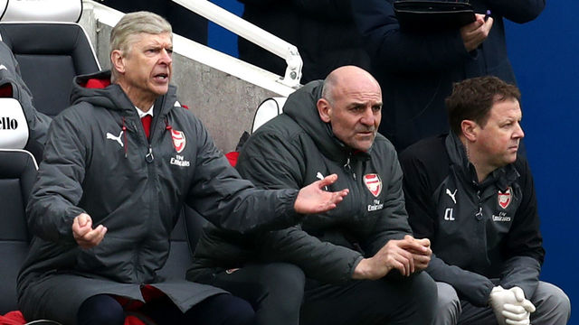BRIGHTON, ENGLAND - MARCH 04: Arsene Wenger, Manager of Arsenal reacts during the Premier League match between Brighton and Hove Albion and Arsenal at Amex Stadium on March 4, 2018 in Brighton, England.