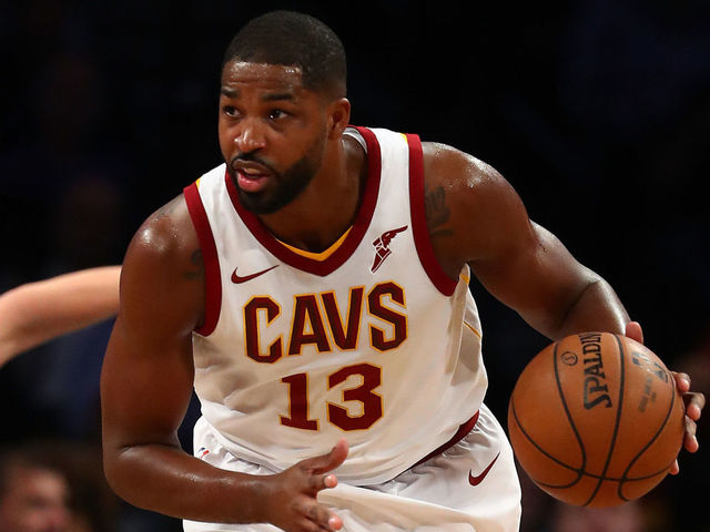 NEW YORK, NY - OCTOBER 25: Tristan Thompson #13 of the Cleveland Cavaliers in action against the Brooklyn Nets during their game at Barclays Center on October 25, 2017 in the Brooklyn Borough of New York City. NOTE TO USER: User expressly acknowledges and agrees that, by downloading and/or using this Photograph, user is consenting to the terms and conditions of the Getty Images License Agreement.