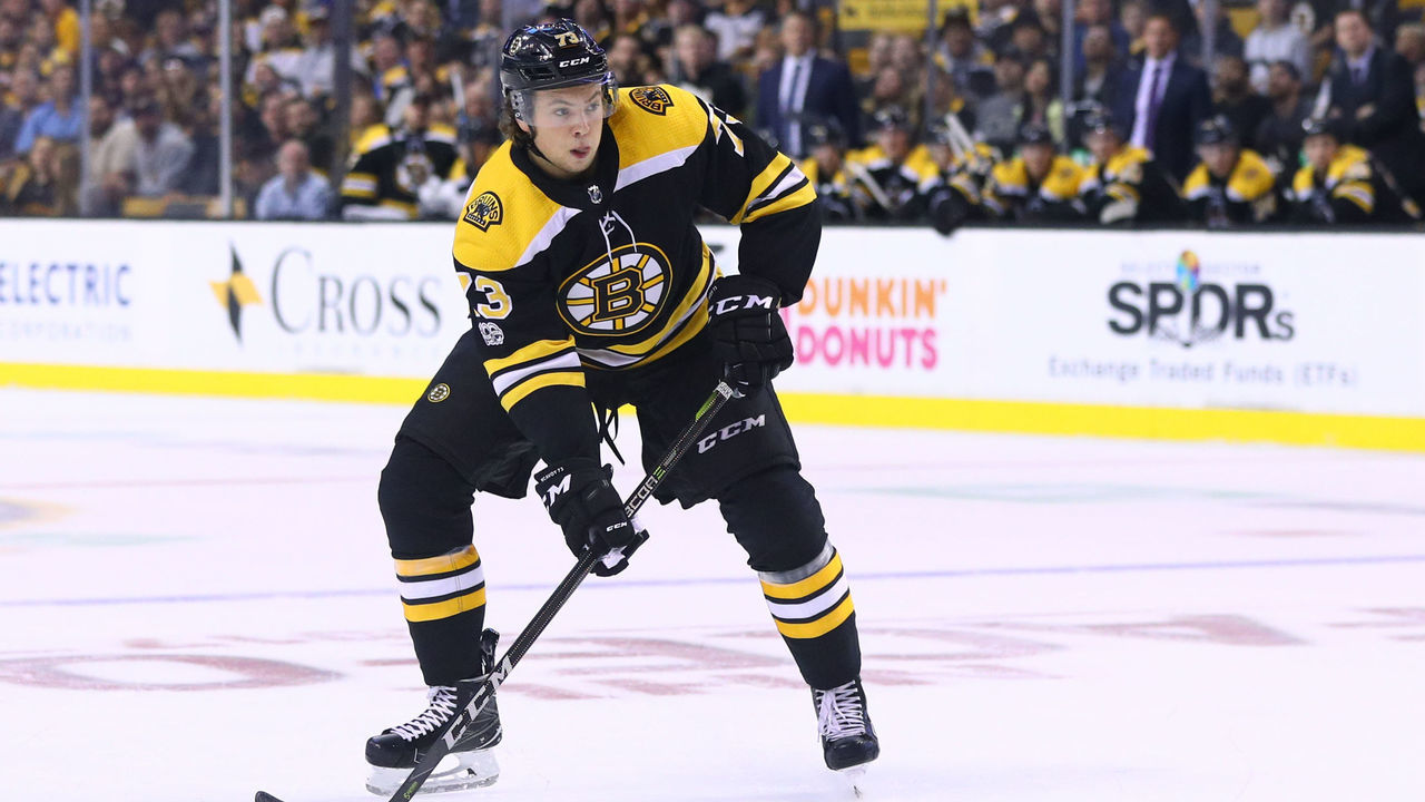 BOSTON, MA - OCTOBER 5: Charlie McAvoy #73 of the Boston Bruins skates against the Nashville Predators during his first regular season NHL game at TD Garden on October 5, 2017 in Boston, Massachusetts.
