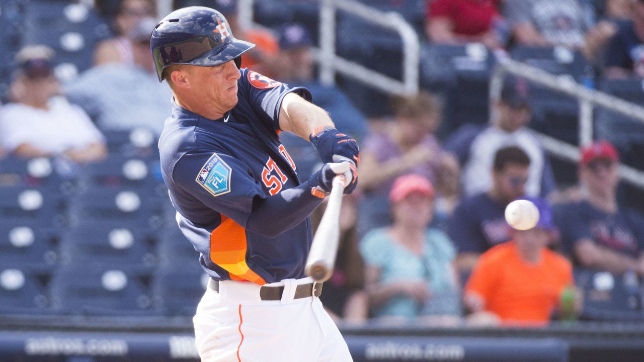 WEST PALM BEACH, FL - MARCH 01: Houston Astros Non-roster invitee Outfielder Myles Straw (73) bats during an MLB spring training game between the Boston Red Sox and the Houston Astros at The Ballpark of the Palm Beaches in West Palm Beach, Florida on March 1, 2018.