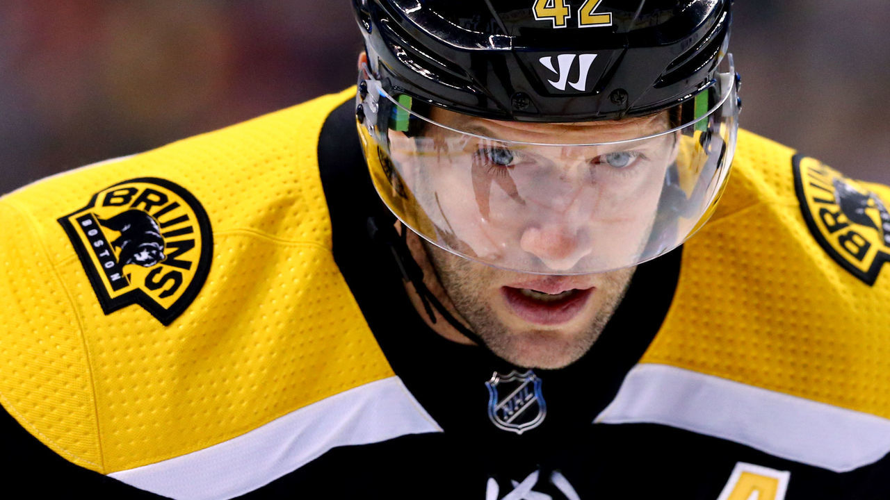 BOSTON, MA - DECEMBER 21: David Backes #42 of the Boston Bruins looks on during the first period against the Winnipeg Jets at TD Garden on December 21, 2017 in Boston, Massachusetts.