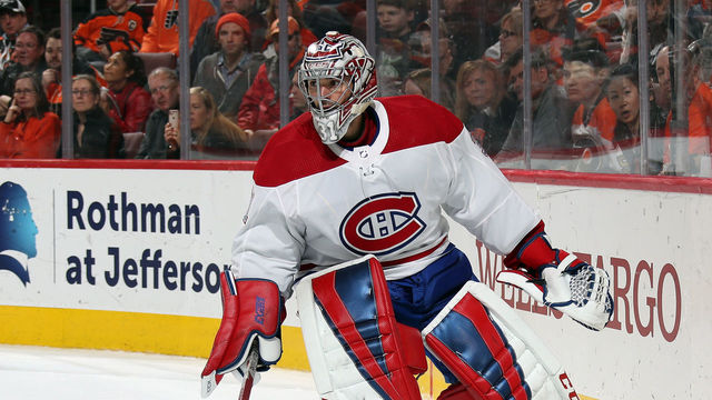 PHILADELPHIA, PA - FEBRUARY 20: Carey Price #31 of the Montreal Canadiens skates behind the net against the Philadelphia Flyers on February 20, 2018 at the Wells Fargo Center in Philadelphia, Pennsylvania.
