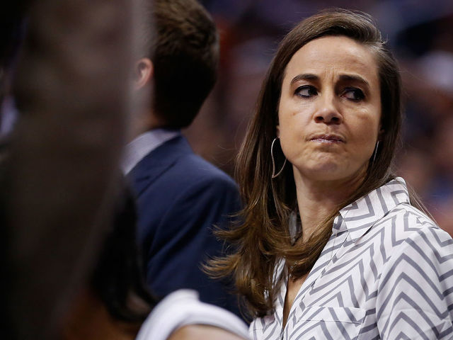 PHOENIX, AZ - JANUARY 21: Assistant coach Becky Hammon of the San Antonio Spurs during the NBA game against the Phoenix Suns at Talking Stick Resort Arena on January 21, 2016 in Phoenix, Arizona. The Spurs defeated the Suns 117-89.