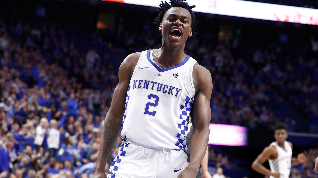 LEXINGTON, KY - FEBRUARY 24: Jarred Vanderbilt #2 of the Kentucky Wildcats celebrates against the Missouri Tigers at Rupp Arena on February 24, 2018 in Lexington, Kentucky.