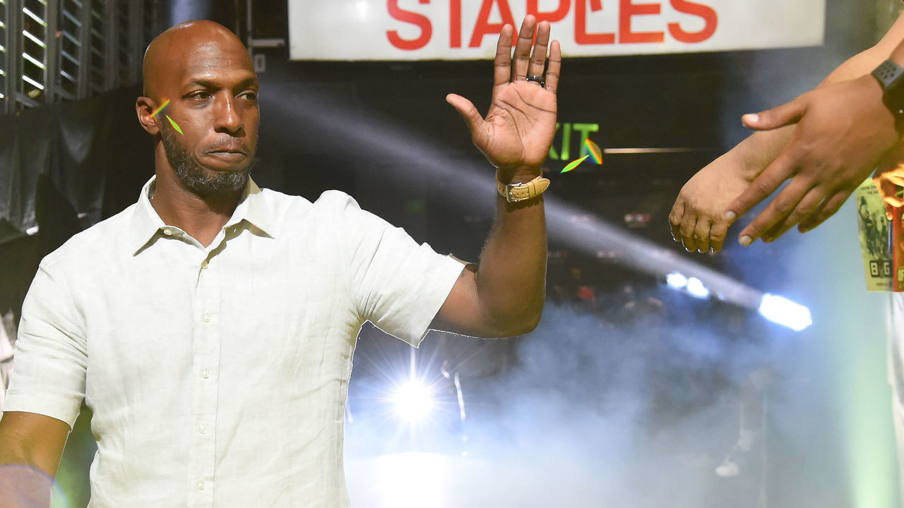 LOS ANGELES, CA - AUGUST 13: Chauncey Billups of the Killer 3s is introduced during week eight of the BIG3 three on three basketball league at Staples Center on August 13, 2017 in Los Angeles, California.