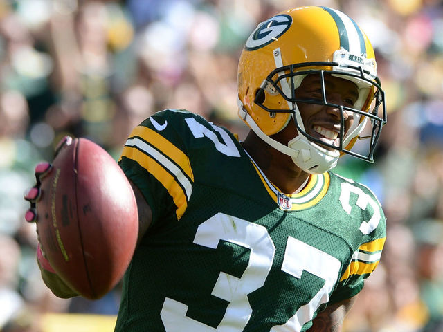 GREEN BAY, WI - OCTOBER 06: Sam Shields #37 of the Green Bay Packers reacts as he is called for a penalty during the game against the Detroit Lions at Lambeau Field on October 6, 2013 in Green Bay, Wisconsin.