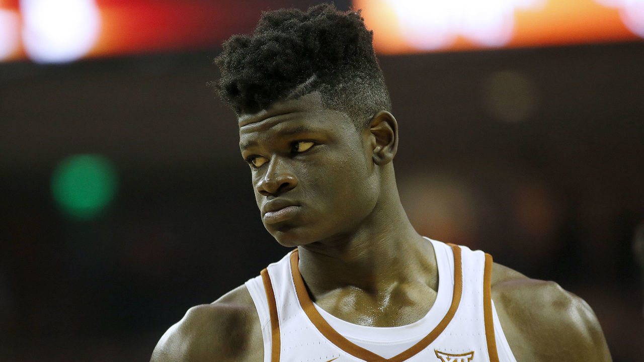 AUSTIN, TX - DECEMBER 29: Mohamed Bamba #4 of the Texas Longhorns stands on the court during the game with the Kansas Jayhawks at the Frank Erwin Center on December 29, 2017 in Austin, Texas.
