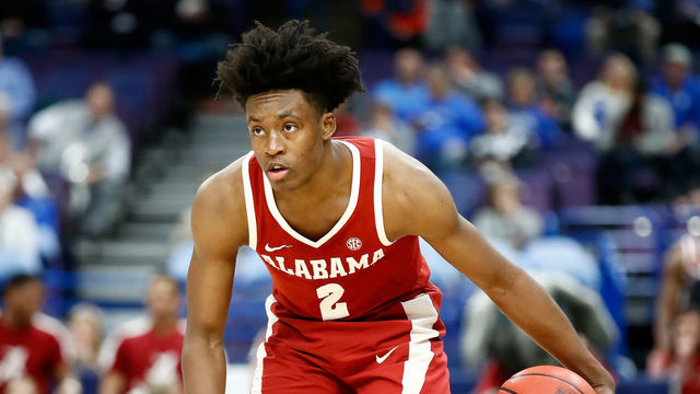 ST LOUIS, MO - MARCH 09: Collin Sexton #2 of the Alabama Crimson Tide dribbles the ball against the Auburn Tigers during the quarterfinals round of the 2018 SEC Basketball Tournament at Scottrade Center on March 9, 2018 in St Louis, Missouri.