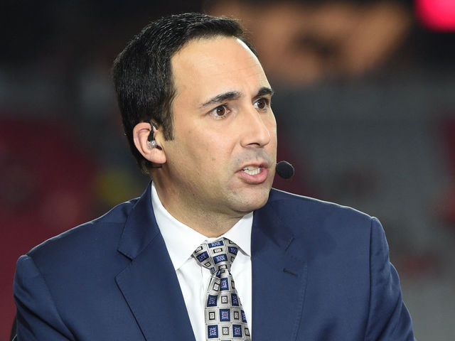 January 11, 2016: SEC Network announcer Joe Tessitore during the SEC Nation on SEC Network pregame show prior to the College Football Playoff National Championship game between the Alabama Crimson Tide and the Clemson Tigers at University of Phoenix Stadium in Glendale, AZ.